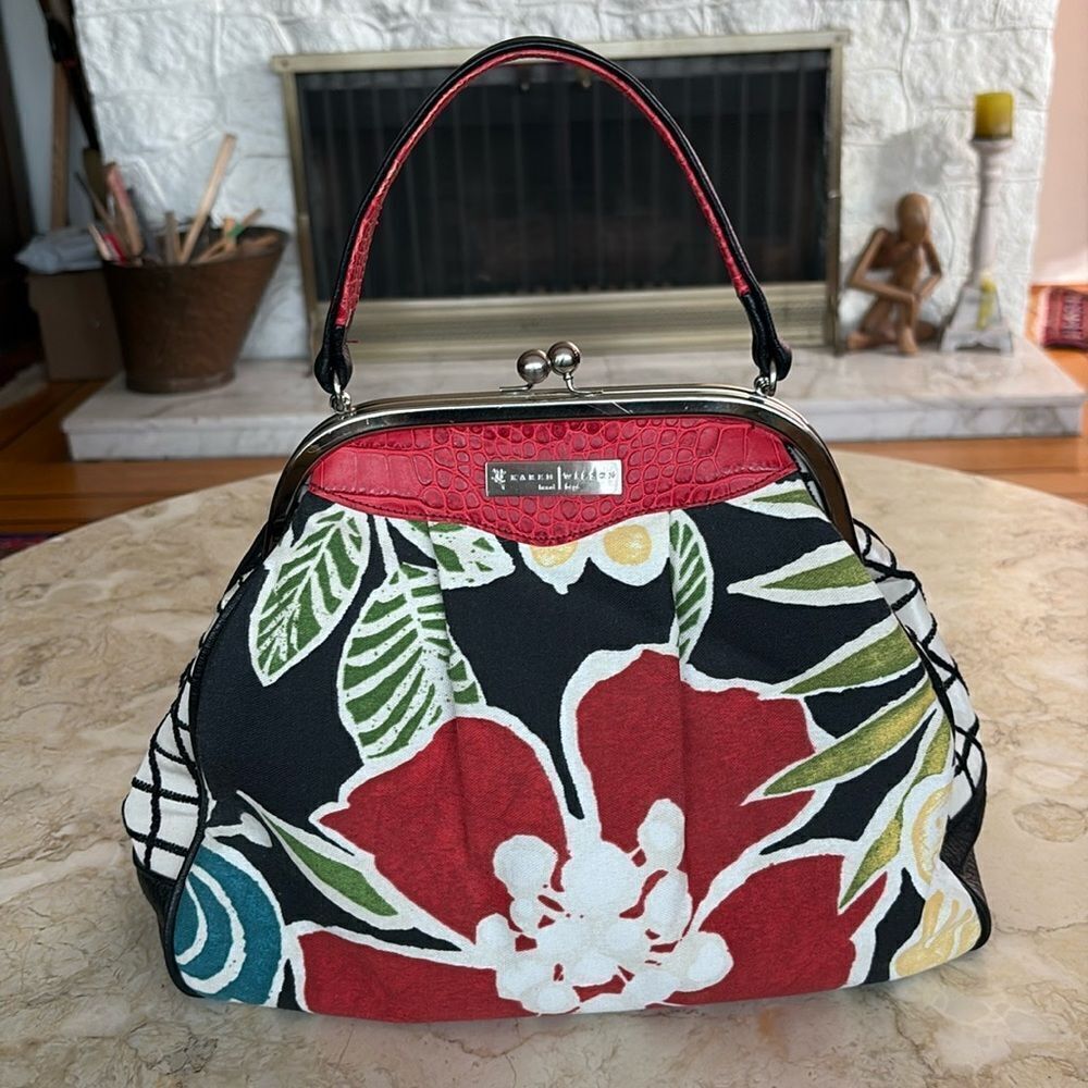 Rare Karen Wilson Limited Edition “Red Rose” Satchel Retro Style Bag